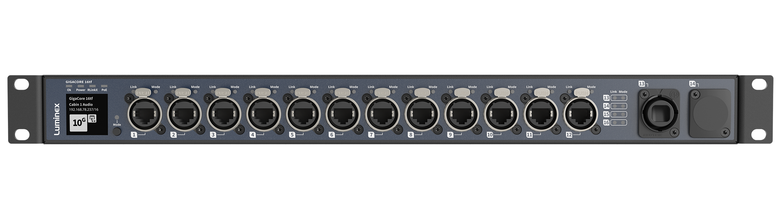【新品】Luminex GigaCore 16tf ，適用于專業(yè)巡演應(yīng)用的10Gb以太網(wǎng)交換機